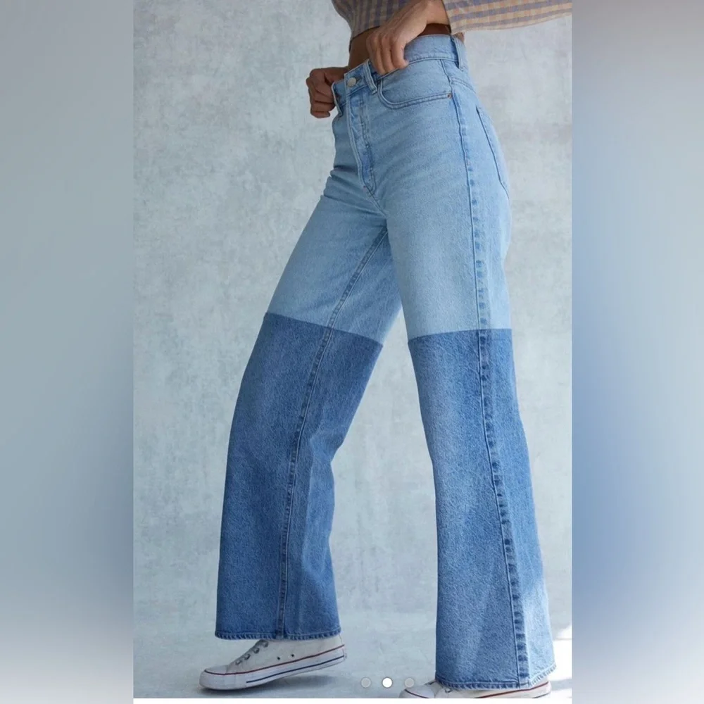 PacSun Light and Dark Blue Flare Jeans